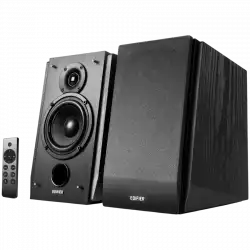 Edifier R1855DB 2.0 Bookshelf Speakers, BT V5.1, Optical, Coaxial, RCA, 0.75-inch Tweeters, 4-inch Drivers, Sub-Out, 70W (RMS), Control Knobs and Remote Control, Matte Black