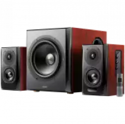 Edifier S350DB 2.1 Audio System, BT V5.1, Optical, Coaxial, RCA, 8-inch Subwoofer, 3.5-inch Drivers, 0.75-inch Tweeters, 70W (RMS), Control Knobs and Remote Control, Brown