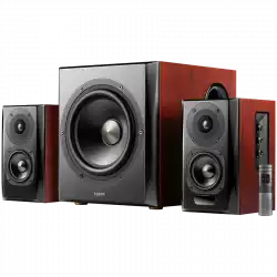 Edifier S350DB 2.1 Audio System, BT V5.1, Optical, Coaxial, RCA, 8-inch Subwoofer, 3.5-inch Drivers, 0.75-inch Tweeters, 70W (RMS), Control Knobs and Remote Control, Brown