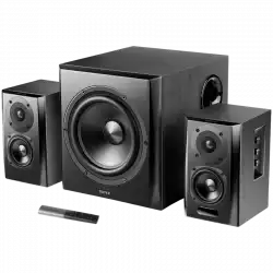 Edifier S351DB 2.1 Audio System, BT V5.1, Optical, Coaxial, RCA, 8-inch Subwoofer, 3.5-inch Drivers, 0.75-inch Tweeters, 150W (RMS), Control Knobs and Remote Control, Black
