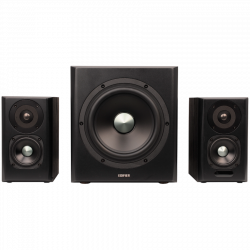 Edifier S351DB 2.1 Audio System, BT V5.1, Optical, Coaxial, RCA, 8-inch Subwoofer, 3.5-inch Drivers, 0.75-inch Tweeters, 150W (RMS), Control Knobs and Remote Control, Black