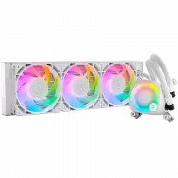 EK-Nucleus AIO CR360 Lux D-RGB - White, 3x EK-FPT FAN 120 D-RGB PWM fans, Rotatable ARGB Pump Top, Intel Sockets LGA: 1150, 1151, 1155, 1156, 1200, 1700, 2011, 2011-3, 2066, AMD Sockets: AM4, AM5, 5 Year Warranty