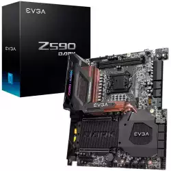 EVGA Z590 DARK, E-ATX, Socket 1200, Dual Channel DDR4 5333MHz+, 2x16 PCI-E 4.0 Slots, 3x M.2 Slots, 1x USB 3.2 Gen 2x2, 4x USB 3.2 Gen 2, 2x USB 3.2 Gen 1, 1x USB 2.0, Type-C, 7.1 HD Audio, WiFi + BT, 2.5Gbps LAN, 3Y
