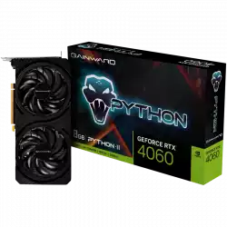 Gainward GeForce RTX 4060 Python II, 8GB GDDR6, 128bit, 1x HDMI 2.1, 3x DP 1.4a, two fan, 1x 8-pin Power connector, recommended PSU 600W, NE64060019P1-1070V