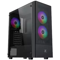 Hero II Air 3F Black EN41655, ATX/M-ATX/MINI ITX, USB3.0 X1, USB2.0 X2, HD AUDIO, Front Meshed Grill & Left TG, 3PCS Z20F Fixed LED Fan