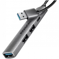 HUE-STA ALU STRIP USB-A 4 port hub