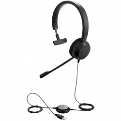 JABRA EVOLVE 20 MS Mono USB Headband, Noise cancelling,USB connector, with mute-button and volume control on the cord, with foam ear cushion, Microsoft optimized