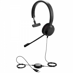 JABRA EVOLVE 20 MS Mono USB Headband, Noise cancelling,USB connector, with mute-button and volume control on the cord, with foam ear cushion, Microsoft optimized