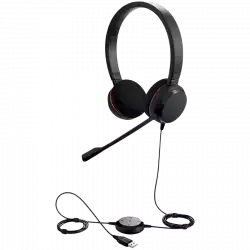 JABRA EVOLVE 20 MS Stereo USB Headband, Noise cancelling, USB connector, with mute-button and volume control on the cord, with foam ear cushion, Microsoft optimized