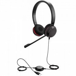 JABRA EVOLVE 20 MS Stereo USB Headband Special Edition Noise cancelling, USB connector, with mute-button and volume control on the cord, with leatherette ear cushion, Microsoft optimized