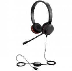 JABRA EVOLVE 30 II MS Stereo USB Headband, Noise cancelling, USB and 3.5 connectivity, with mute-button and volume control on the cord, with leather ear cushion, Microsoft optimized