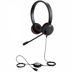 JABRA EVOLVE 30 II MS Stereo USB Headband, Noise cancelling, USB and 3.5 connectivity, with mute-button and volume control on the cord, with leather ear cushion, Microsoft optimized