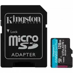Kingston 128GB microSDXC Canvas Go Plus Gen4 200MB/s A2 U3 V30 Card + Adapter