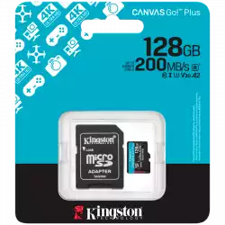 Kingston 128GB microSDXC Canvas Go Plus Gen4 200MB/s A2 U3 V30 Card + Adapter