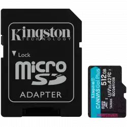 Kingston 512GB microSDXC Canvas Go Plus Gen4 200MB/s A2 U3 V30 Card + Adapter
