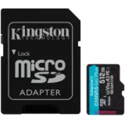Kingston 512GB microSDXC Canvas Go Plus Gen4 200MB/s A2 U3 V30 Card + Adapter