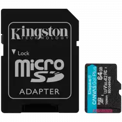 Kingston 64GB microSDXC Canvas Go Plus Gen4 200MB/s A2 U3 V30 Card + Adapter