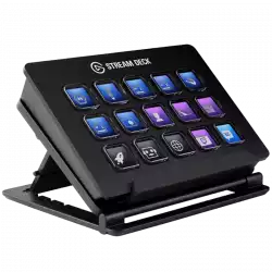 Elgato Stream Deck, 15 LCD keys, One-touch tactile operation, Elgato Game Capture, OBS, Twitch, Twitter, TipeeeStream, XSplit, YouTube, Mixer, and more, Automated alerts, Onscreen Antics w/ GIFs & others, Unique Key Configurations, Automated Plugins
