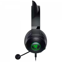 Kraken Kitty V2 - Black, Gaming headset, Kitty Ears, Stream Reactive Lighting, HyperClear Cardioid Mic, 40 mm TriForce Drivers, Built into the earcups microphone, Razer Chroma RGB (Ear and Earcups), Surround sound: Only available on Windows 10 64-bit