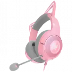 Kraken Kitty V2 - Pink, Gaming headset, Kitty Ears, Stream Reactive Lighting, HyperClear Cardioid Mic, 40 mm TriForce Drivers, Built into the earcups microphone, Razer Chroma RGB (Ear and Earcups), Surround sound: Only available on Windows 10 64-bit                          