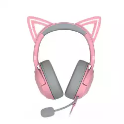 Kraken Kitty V2 - Pink, Gaming headset, Kitty Ears, Stream Reactive Lighting, HyperClear Cardioid Mic, 40 mm TriForce Drivers, Built into the earcups microphone, Razer Chroma RGB (Ear and Earcups), Surround sound: Only available on Windows 10 64-bit