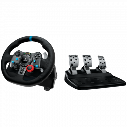 Logitech G29 Driving Force Racing Wheel, PlayStation 4, PlayStation 3, PC, 900° Rotation, Dual Motor Force Feedback, Adjustable Pedals, Leather 