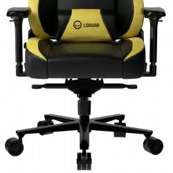 LORGAR Base 311, Gaming chair, PU eco-leather, 1.8 mm metal frame, multiblock mechanism, 4D armrests, 5 Star aluminium base, Class-4 gas lift, 75mm PU casters, Black + yellow
