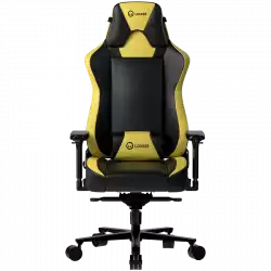 LORGAR Base 311, Gaming chair, PU eco-leather, 1.8 mm metal frame, multiblock mechanism, 4D armrests, 5 Star aluminium base, Class-4 gas lift, 75mm PU casters, Black + yellow