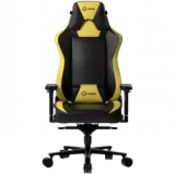 LORGAR Base 311, Gaming chair, PU eco-leather, 1.8 mm metal frame, multiblock mechanism, 4D armrests, 5 Star aluminium base, Class-4 gas lift, 75mm PU casters, Black + yellow