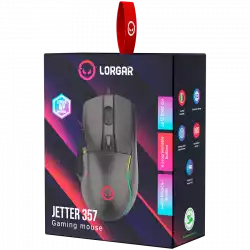 LORGAR Jetter 357, gaming mouse, Optical Gaming Mouse with 6 programmable buttons, Pixart ATG4090 sensor, DPI can be up to 8000, 30 million times key life, 1.8m PVC USB cable, Matt UV coating and RGB lights with 4 LED flowing mode, size:124.90*71.65*41.36mm, 115g
