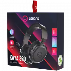 LORGAR Kaya 360, USB Gaming headset with microphone, CM108B, Plug&Play, USB-A connection cable 2m, fabric ear pads, size: 192*184.7*88mm, 0.314kg, black