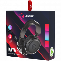 LORGAR Kaya 360, USB Gaming headset with microphone, CM108B, Plug&Play, USB-A connection cable 2m, fabric ear pads, size: 192*184.7*88mm, 0.314kg, black
