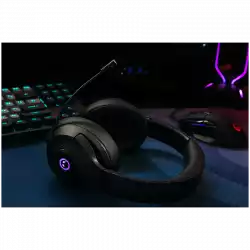 Lorgar Noah 501, gaming bluetooth headset with microphone, BT 5.3 JL7006, battery 1000mAh, type-C charging cable 0.8m, audio cable 1.5m, size:195*185*80mm, 0.28kg. Black