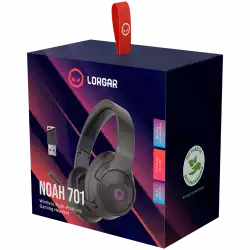 Lorgar Noah 701, gaming headset with microphone, 2.4G+ BT 5.0 Realtek 8763, battery 1000mAh, type-C charging cable 0.8m, audio cable 1.5m, size:195*185*80mm, 0.28kg. Black