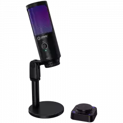 LORGAR SMP40, RGB Microphone with external mute button and metal stand, Black