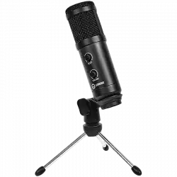 LORGAR Soner 313, Gaming Microphones, Black, USB condenser microphone with Volume Knob & Echo Kob, including 1x Microphone, 1 x 2.5M USB Cable, 1 x Tripod Stand, 1 x User Manual, body size: Φ47.4*158.2*48.1mm, weight: 243.0g