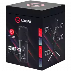 LORGAR Soner 313, Gaming Microphones, Black, USB condenser microphone with Volume Knob & Echo Kob, including 1x Microphone, 1 x 2.5M USB Cable, 1 x Tripod Stand, 1 x User Manual, body size: Φ47.4*158.2*48.1mm, weight: 243.0g