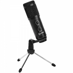 LORGAR Soner 313, Gaming Microphones, Black, USB condenser microphone with Volume Knob & Echo Kob, including 1x Microphone, 1 x 2.5M USB Cable, 1 x Tripod Stand, 1 x User Manual, body size: Φ47.4*158.2*48.1mm, weight: 243.0g
