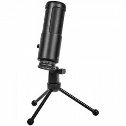 LORGAR Voicer 521, Gaming Microphone, Black, USB condenser mic with Volume Knob, 3.5MM headphonejack, mute button and led indicator, package including 1x F5 Microphone, 1 x 2M type-C USB Cable, 1 xTripod Stand