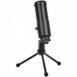 LORGAR Voicer 521, Gaming Microphone, Black, USB condenser mic with Volume Knob, 3.5MM headphonejack, mute button and led indicator, package including 1x F5 Microphone, 1 x 2M type-C USB Cable, 1 xTripod Stand