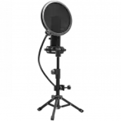 LORGAR Voicer 721, Gaming Microphone, Black, USB condenser microphone with tripod stand, pop filter, including 1 microphone, 1 Height metal tripod, 1 plastic shock mount, 1 windscreen cap, 1,2m metel type-C USB cable, 1 pop filter, 154.6x56.1mm