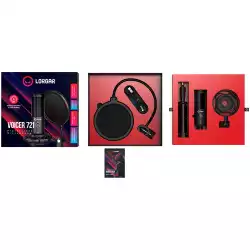 LORGAR Voicer 721, Gaming Microphone, Black, USB condenser microphone with tripod stand, pop filter, including 1 microphone, 1 Height metal tripod, 1 plastic shock mount, 1 windscreen cap, 1,2m metel type-C USB cable, 1 pop filter, 154.6x56.1mm