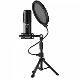 LORGAR Voicer 721, Gaming Microphone, Black, USB condenser microphone with tripod stand, pop filter, including 1 microphone, 1 Height metal tripod, 1 plastic shock mount, 1 windscreen cap, 1,2m metel type-C USB cable, 1 pop filter, 154.6x56.1mm