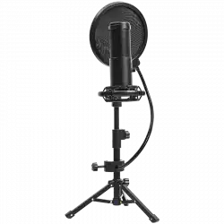 LORGAR Voicer 721, Gaming Microphone, Black, USB condenser microphone with tripod stand, pop filter, including 1 microphone, 1 Height metal tripod, 1 plastic shock mount, 1 windscreen cap, 1,2m metel type-C USB cable, 1 pop filter, 154.6x56.1mm