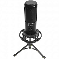 LORGAR Voicer 721, Gaming Microphone, Black, USB condenser microphone with tripod stand, pop filter, including 1 microphone, 1 Height metal tripod, 1 plastic shock mount, 1 windscreen cap, 1,2m metel type-C USB cable, 1 pop filter, 154.6x56.1mm