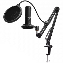 LORGAR Voicer 931, Gaming Microphone, Black, USB condenser microphone with boom arm stand, pop filter, tripod stand. including 1* microphone, 1*Boom Arm Stand with C-clamp, 1*shock mount, 1*pop filter, 1*windscreen cap, 1*2.5m type-C USB cable, 1* Extra tripod