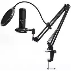 LORGAR Voicer 931, Gaming Microphone, Black, USB condenser microphone with boom arm stand, pop filter, tripod stand. including 1* microphone, 1*Boom Arm Stand with C-clamp, 1*shock mount, 1*pop filter, 1*windscreen cap, 1*2.5m type-C USB cable, 1* Extra tripod
