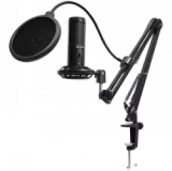 LORGAR Voicer 931, Gaming Microphone, Black, USB condenser microphone with boom arm stand, pop filter, tripod stand. including 1* microphone, 1*Boom Arm Stand with C-clamp, 1*shock mount, 1*pop filter, 1*windscreen cap, 1*2.5m type-C USB cable, 1* Extra tripod