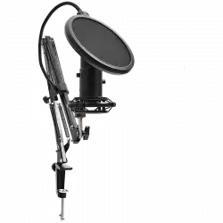 LORGAR Voicer 931, Gaming Microphone, Black, USB condenser microphone with boom arm stand, pop filter, tripod stand. including 1* microphone, 1*Boom Arm Stand with C-clamp, 1*shock mount, 1*pop filter, 1*windscreen cap, 1*2.5m type-C USB cable, 1* Extra tripod