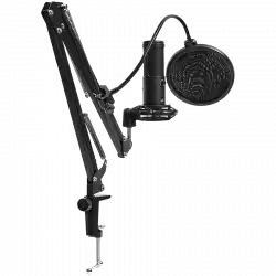 LORGAR Voicer 931, Gaming Microphone, Black, USB condenser microphone with boom arm stand, pop filter, tripod stand. including 1* microphone, 1*Boom Arm Stand with C-clamp, 1*shock mount, 1*pop filter, 1*windscreen cap, 1*2.5m type-C USB cable, 1* Extra tripod